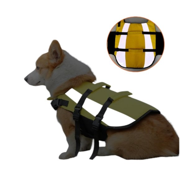 Amazon Basics Dog Adjustable Life Jacket with Reflective Stripes Yellow  Medium - Picture 10 of 14